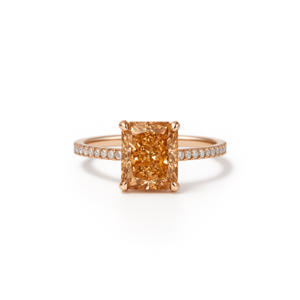 Stříbrný prsten 18ct růžové zlato, zirkon 2.5ct radiant