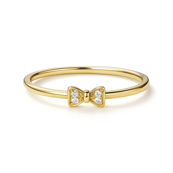Stříbrný zlacený prsten 14kt zlato – mašlička v minimalistickém stylu