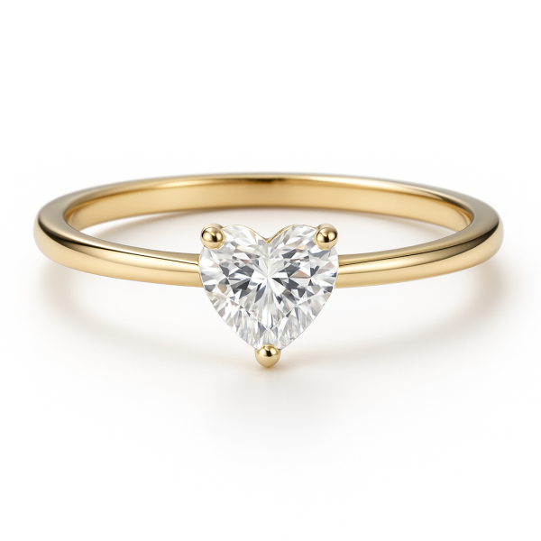 Stříbrný zlacený prsten 14kt zlato – minimalistický srdce