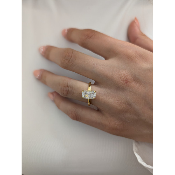 Stříbrný prsten 3ct ice crushed zirkon, radiant cut