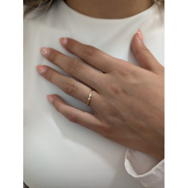 Stříbrný zlacený prsten 14kt zlato – mašlička v minimalistickém stylu