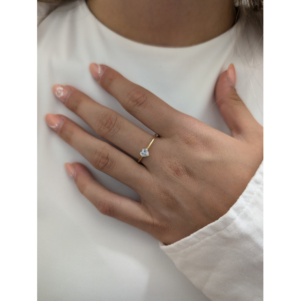 Stříbrný zlacený prsten 14kt zlato – minimalistický srdce