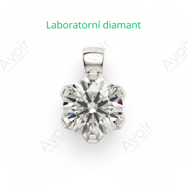 Přívěsek solitér z bílého zlata s laboratorním diamantem 0,50 ct (6 krapen)