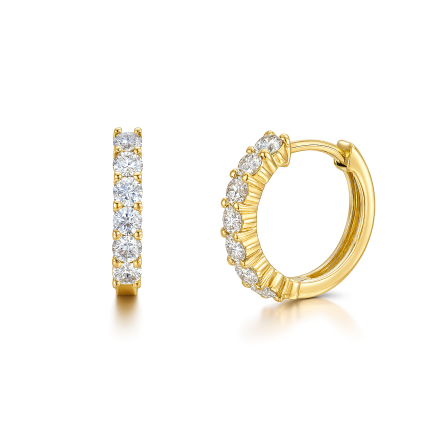 Pozlacené kruhové náušnice ze stříbra s řadou 2mm zirkonů