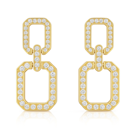 Pozlacené visací náušnice ve stylu řetězu zdobené zirkony