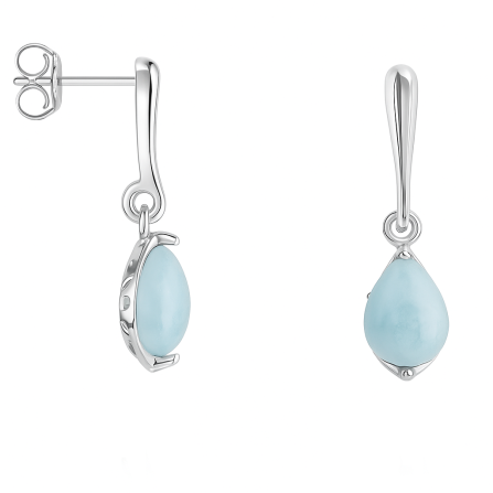 Stříbrné visací náušnice s kapkovým aquamarínem