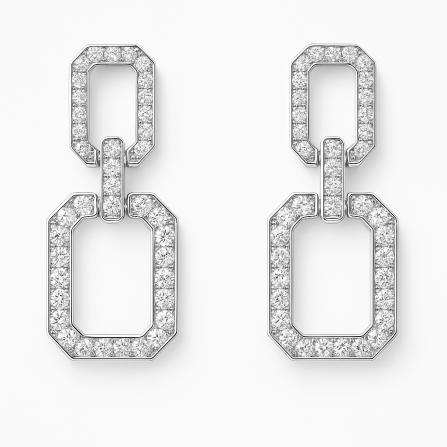 Stříbrné visací náušnice ve stylu řetězu zdobené zirkony