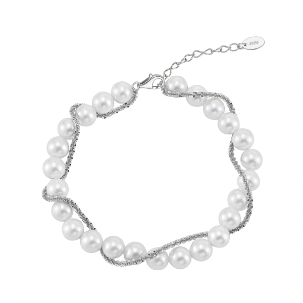 Stříbrný náramek s perlami a kostkami