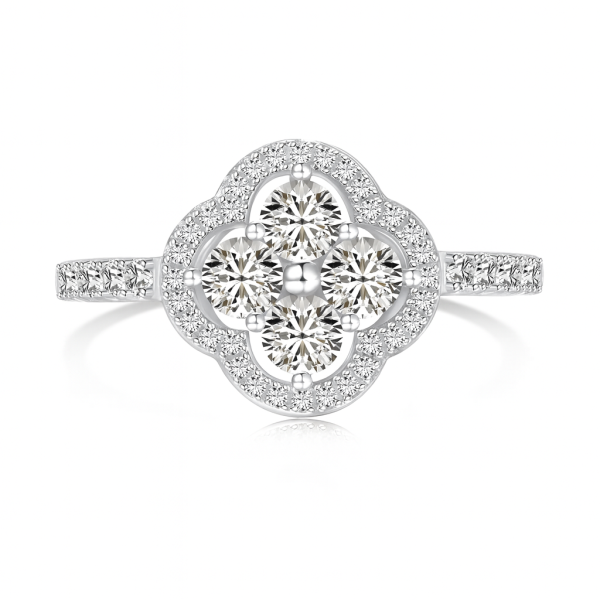 Stříbrný prsten čtyřlístek se zirkony