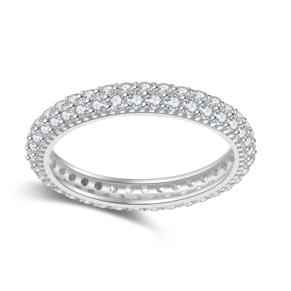 Stříbrný prsten se dvěma řadami zirkonů