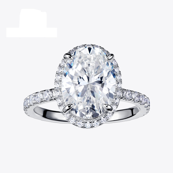 Stříbrný prsten HALO s oválným zirkonem