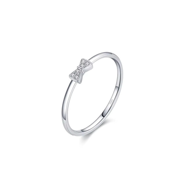 Stříbrný prsten jemný motiv mašle zdobený zirkony