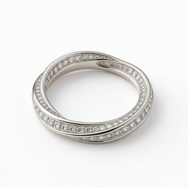 Stříbrný prsten se zirkony ve spirálovém designu