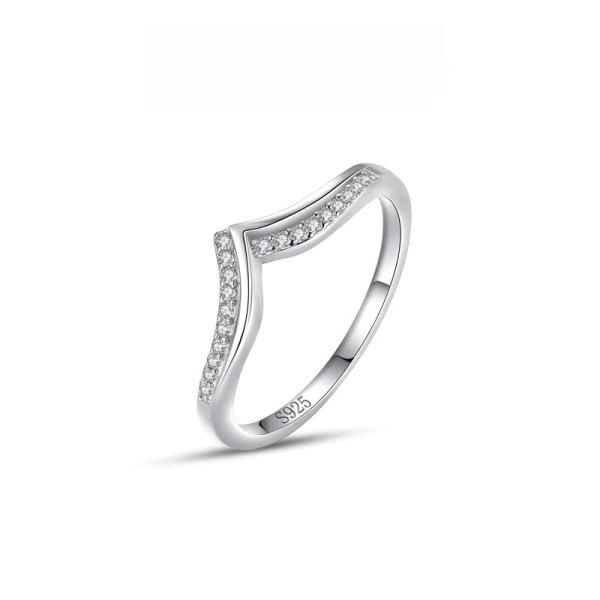 Stříbrný prsten vlnka zdobený jemnými zirkony