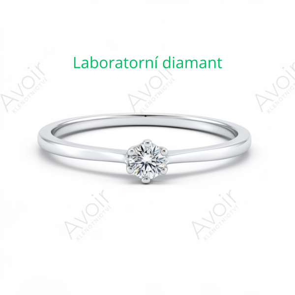 Zásnubní prsten solitér z bílého zlata s laboratorním diamantem 0,10 ct – Kolekce Imperial