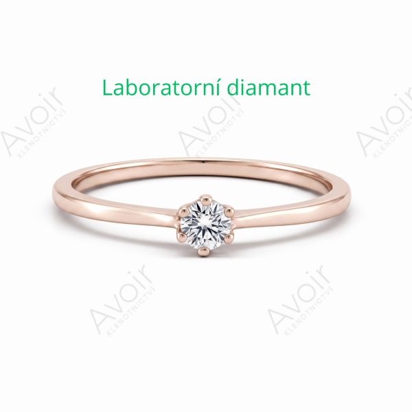 Zásnubní prsten solitér z růžového zlata s laboratorním diamantem 0,10 ct – Kolekce Imperial