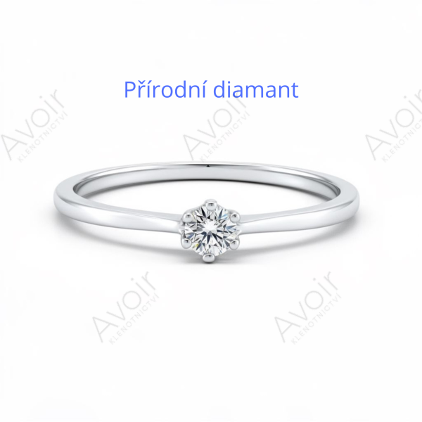 Zásnubní prsten solitér z bílého zlata s přírodním diamantem 0,10 ct – Kolekce Imperial