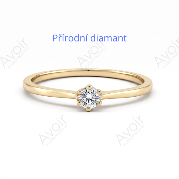 Zásnubní prsten solitér ze žlutého zlata s přírodním diamantem 0,10 ct – Kolekce Imperial