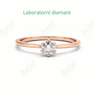 Zásnubní prsten z růžového zlata s laboratorním diamantem 0,20 ct – Kolekce Imperial