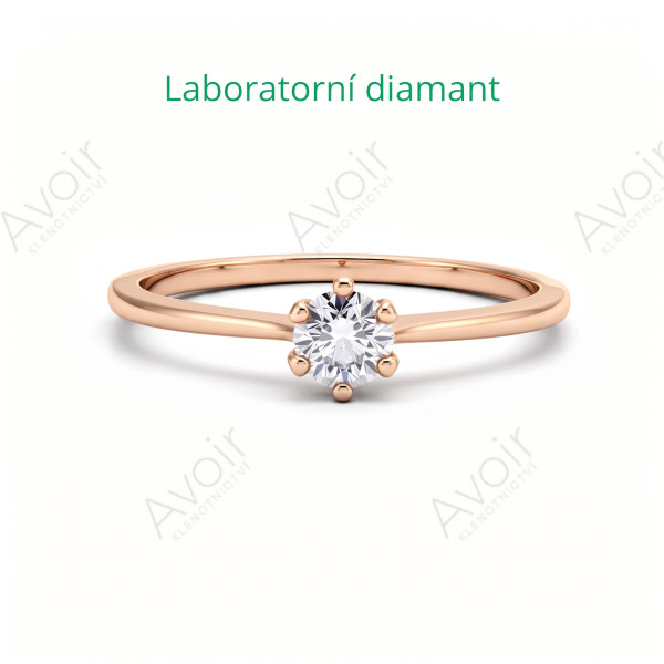 Zásnubní prsten z růžového zlata s laboratorním diamantem 0,20 ct – Kolekce Imperial