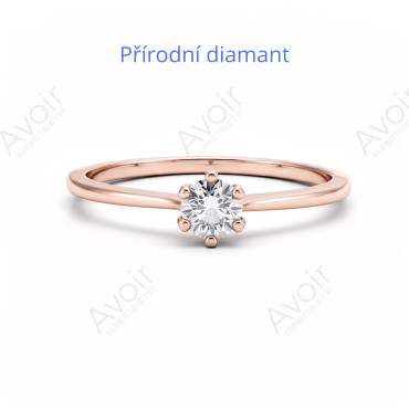 Zásnubní prsten z růžového zlata s přírodním diamantem 0,20 ct – Kolekce Imperial