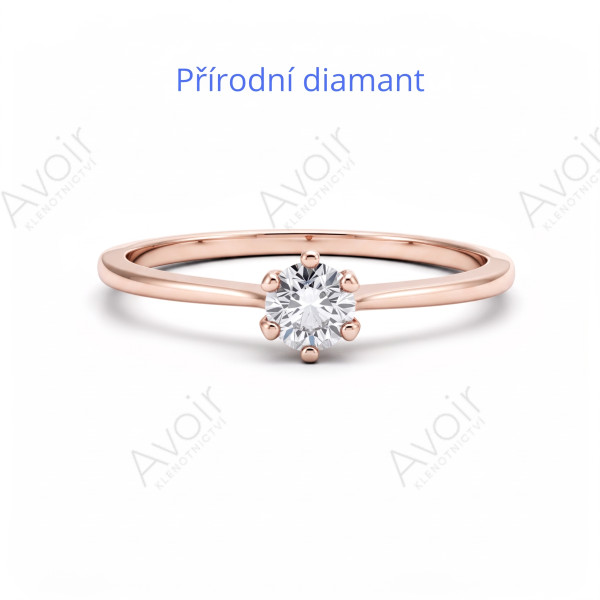 Zásnubní prsten z růžového zlata s přírodním diamantem 0,20 ct – Kolekce Imperial