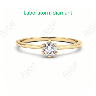 Zásnubní prsten ze žlutého zlata s laboratorním diamantem 0,20 ct – Kolekce Imperial