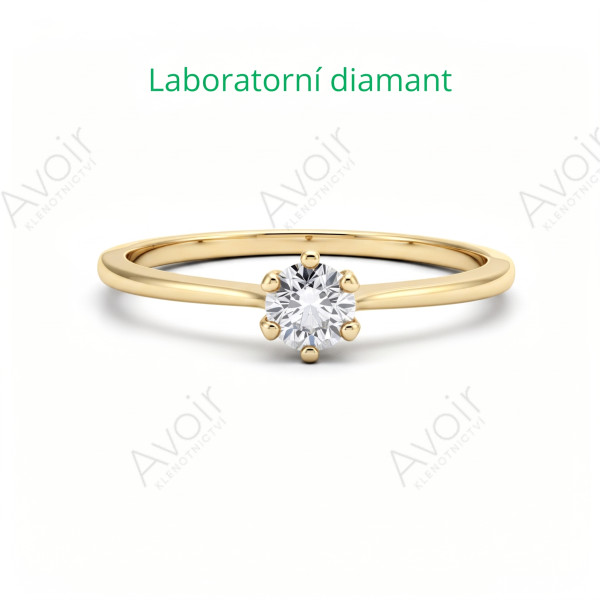 Zásnubní prsten ze žlutého zlata s laboratorním diamantem 0,20 ct – Kolekce Imperial