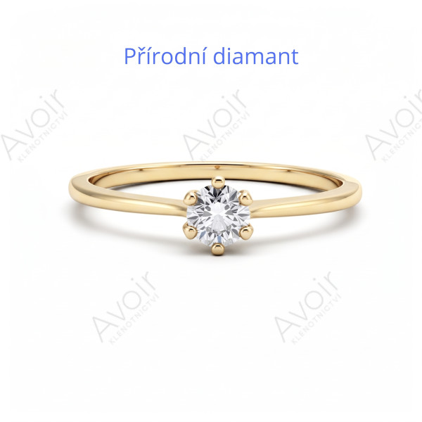 Zásnubní prsten ze žlutého zlata s přírodním diamantem 0,20 ct – Kolekce Imperial