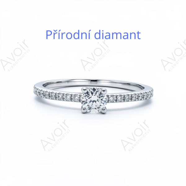 Zásnubní prsten z bílého zlata s 4mm přírodním diamantem a bočním osazením