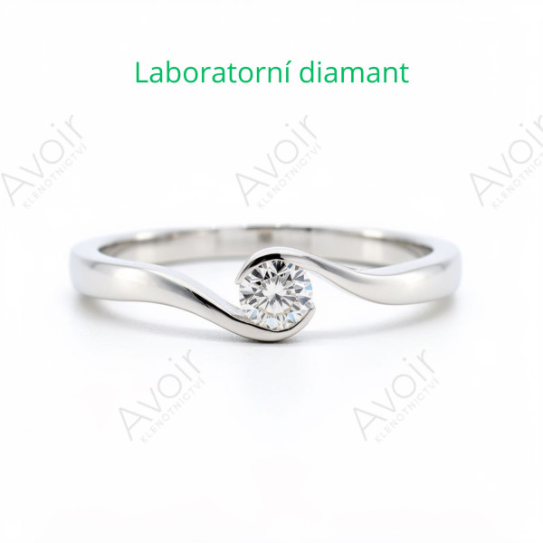 Zásnubní prsten z bílého zlata s laboratorním diamantem 0,20 ct – Kolekce Rift