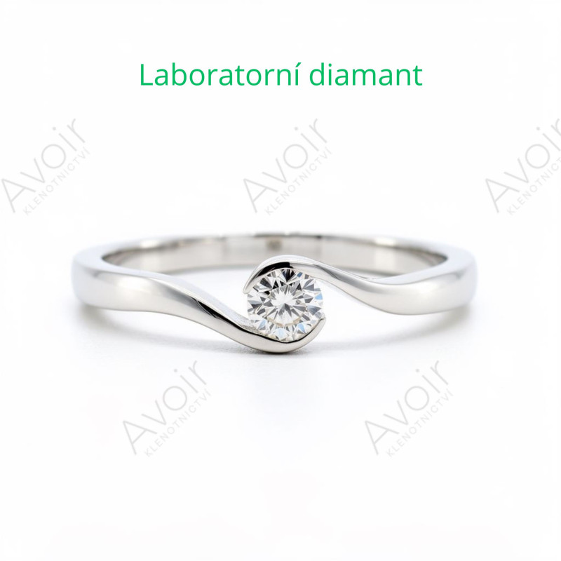 Zásnubní prsten z bílého zlata s laboratorním diamantem 0,20 ct – Kolekce Rift Zásnubní prsten z bílého zlata s laboratorním diamantem 0,20 ct – Kolekce Rift