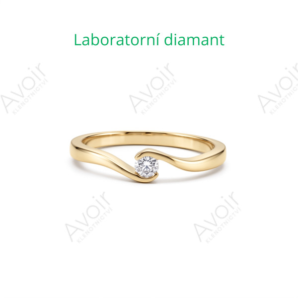 Zásnubní prsten ze žlutého zlata s laboratorním diamantem 0,10 ct – Kolekce Rift