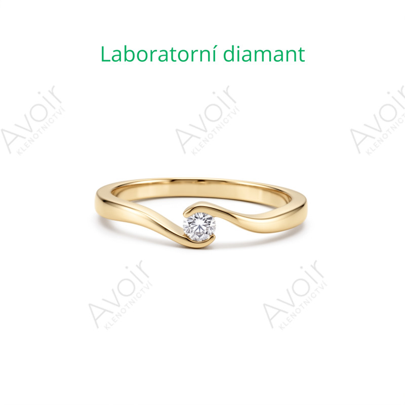 Zásnubní prsten ze žlutého zlata s laboratorním diamantem 0,10 ct – Kolekce Rift Zásnubní prsten ze žlutého zlata s laboratorním diamantem 0,10 ct – Kolekce Rift
