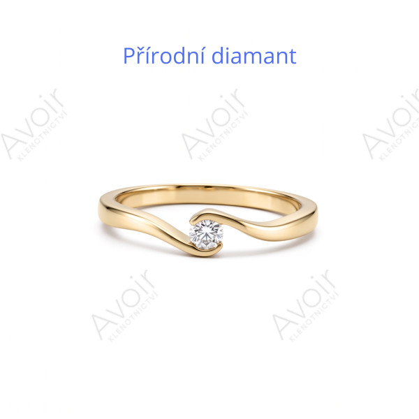 Zásnubní prsten ze žlutého zlata s přírodním diamantem 0,10 ct – Kolekce Rift