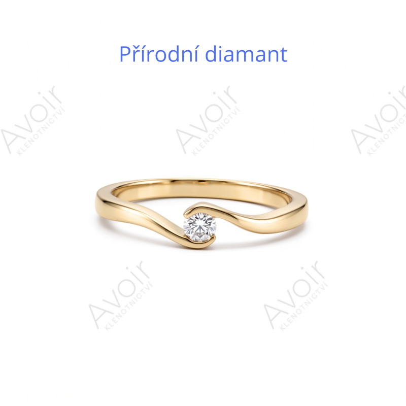 Zásnubní prsten ze žlutého zlata s přírodním diamantem 0,10 ct – Kolekce Rift Zásnubní prsten ze žlutého zlata s přírodním diamantem 0,10 ct – Kolekce Rift