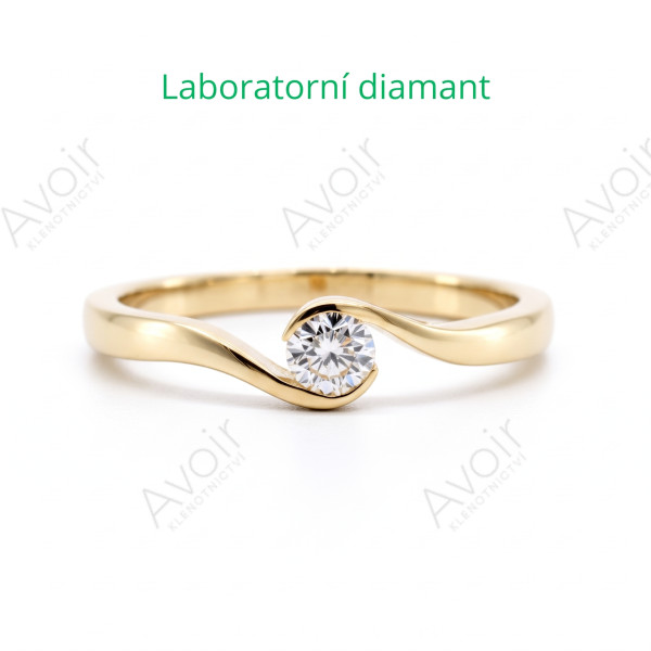 Zásnubní prsten ze žlutého zlata s laboratorním diamantem 0,20 ct – Kolekce Rift