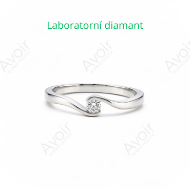 Zásnubní prsten z bílého zlata s laboratorním diamantem 0,10 ct – Kolekce Rift