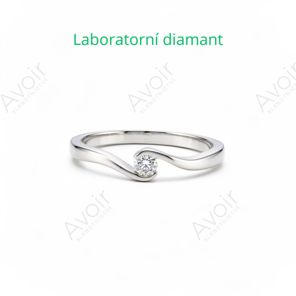 Zásnubní prsten z bílého zlata s laboratorním diamantem 0,10 ct – Kolekce Rift
