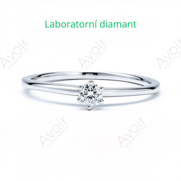 Zásnubní prsten solitér z bílého zlata s laboratorním diamantem 0,12 ct – Kolekce Stellar