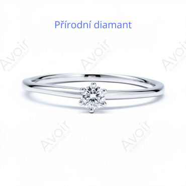 Zásnubní prsten solitér z bílého zlata s přírodním diamantem 0,12 ct – Kolekce Stellar
