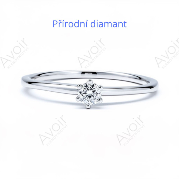 Zásnubní prsten solitér z bílého zlata s přírodním diamantem 0,12 ct – Kolekce Stellar
