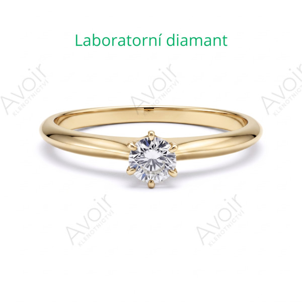 Zásnubní prsten solitér ze žlutého zlata s laboratorním diamantem 0,20 ct – Kolekce Stellar