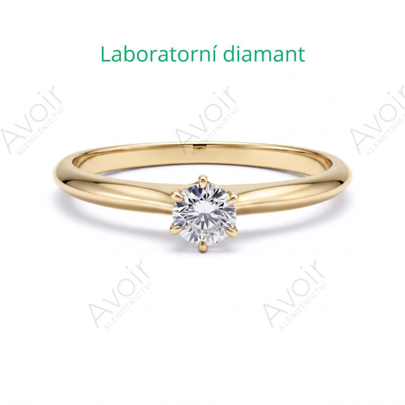 Zásnubní prsten solitér ze žlutého zlata s laboratorním diamantem 0,20 ct – Kolekce Stellar Zásnubní prsten solitér ze žlutého zlata s laboratorním diamantem 0,20 ct – Kolekce Stellar