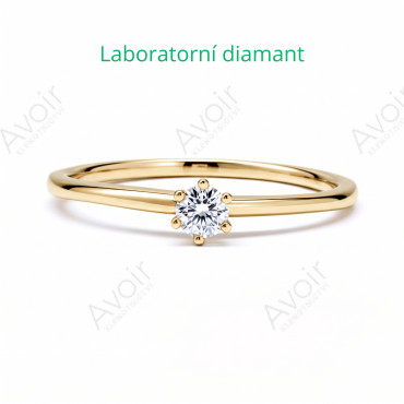 Zásnubní prsten solitér ze žlutého zlata s laboratorním diamantem 0,12 ct – Kolekce Stellar
