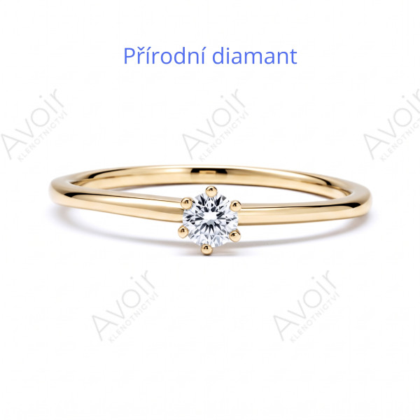 Zásnubní prsten solitér ze žlutého zlata s přírodním diamantem 0,12 ct – Kolekce Stellar