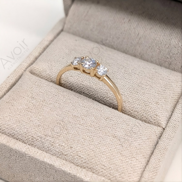 Prsten ze žlutého zlata s laboratorními diamanty - Trinity
