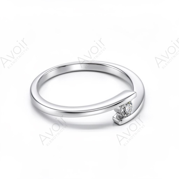 Zásnubní prsten z bílého zlata s přírodním diamantem 0,10 ct – Design dvou linií