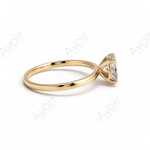 Zásnubní prsten ze žlutého zlata s přírodním diamantem 1,00 ct (ovál)