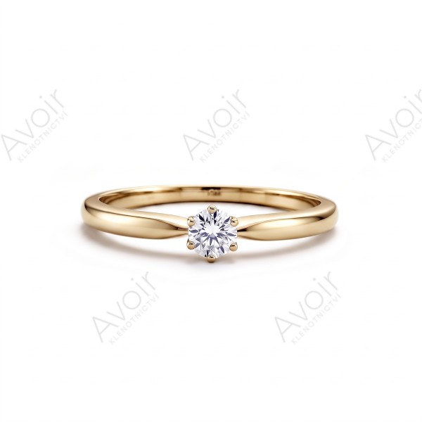 Zásnubní prsten solitér ze žlutého zlata s přírodním diamantem 0,14 ct (6 krapen)